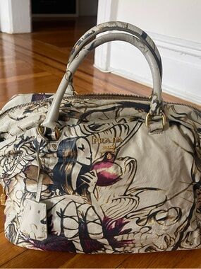 Prada Fairy Bag 2008 James Jean Print Cervo Lux Satchel Rare Collectible